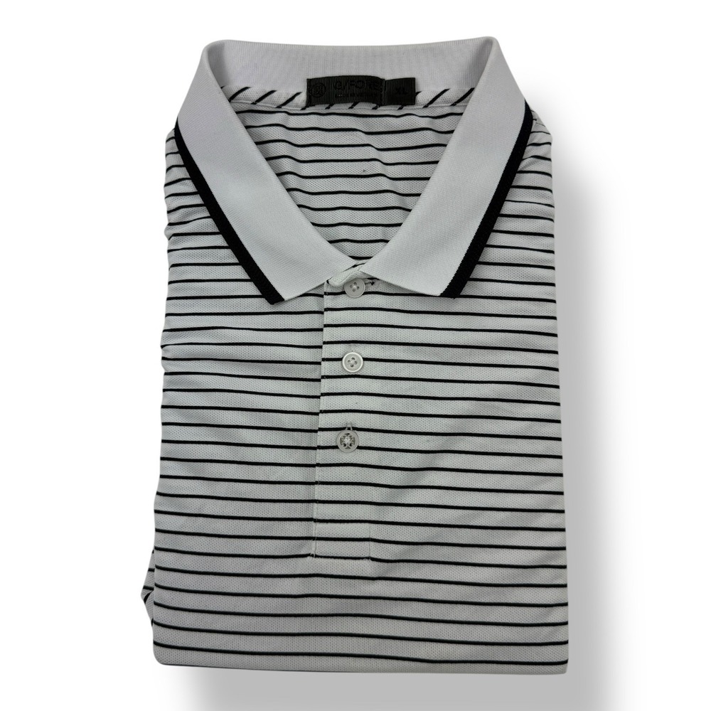 G/Fore White Blue Stripe Stretch Golf Polo Shirt Men's Size XL Polyester Spandex